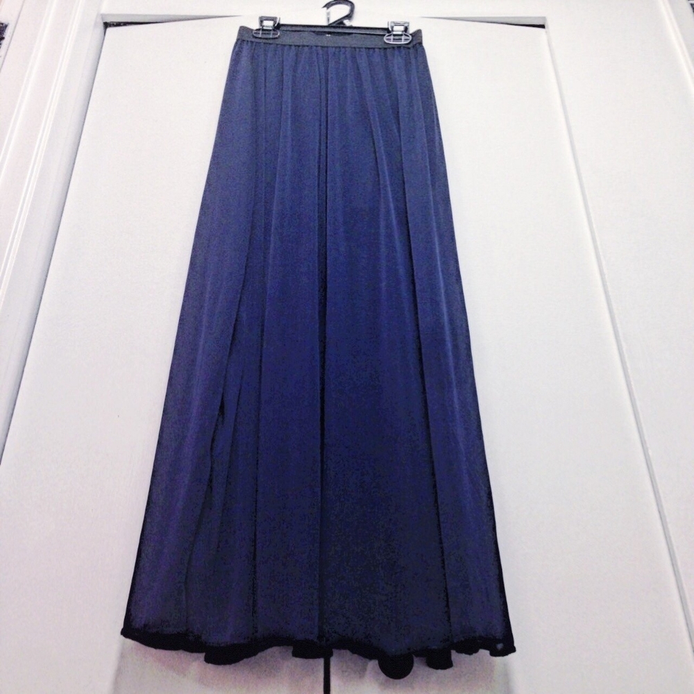 5/$25 Blue sheer flowy maxi skirt elastic high waisted